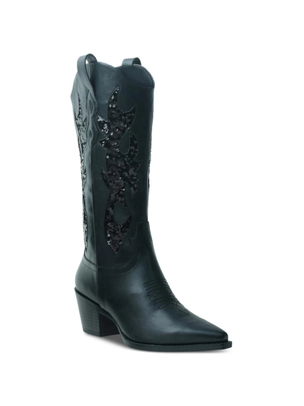 Wild Pair Women's Size 8.5 Black Cowboy Boots w/ Sequin Sparkle Details NIB - Picture 1 of 13